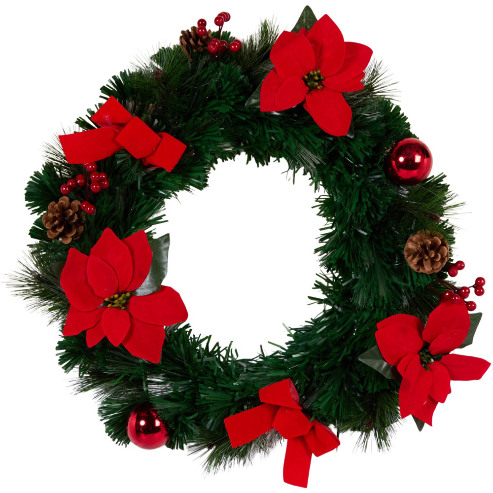 Red Poinsettia Fibre Optic Wreath Image 2