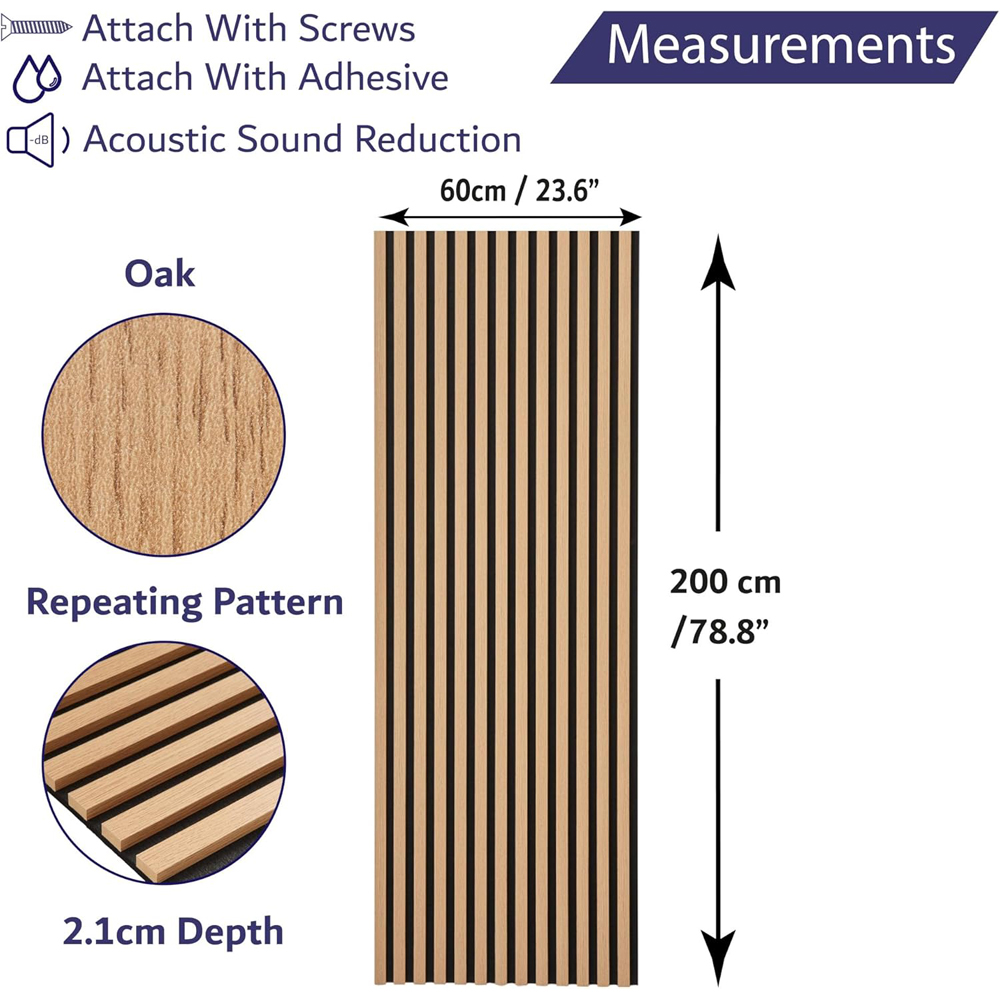 Home Treats Oak Wooden 3D Acoustic Wall Panel 60 x 200cm Image 9