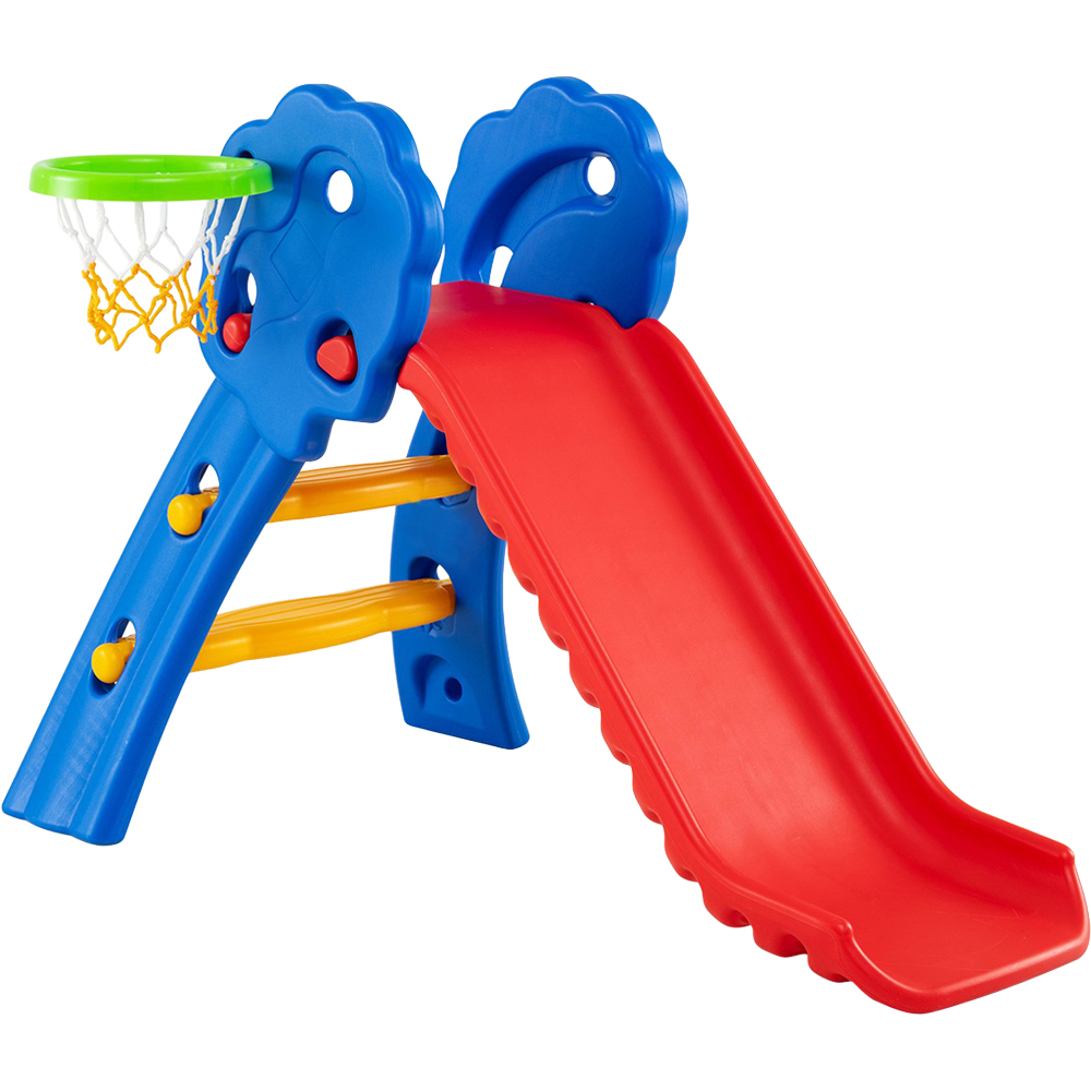 Costway 3-in-1 Toddler Multicolour Foldable Slide with Basketball Hoop Image 1