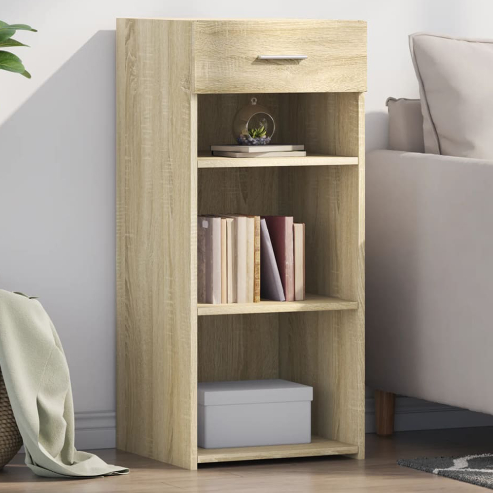 vidaXL Single Drawer 3 Shelf Sonoma Oak Sideboard Image 1