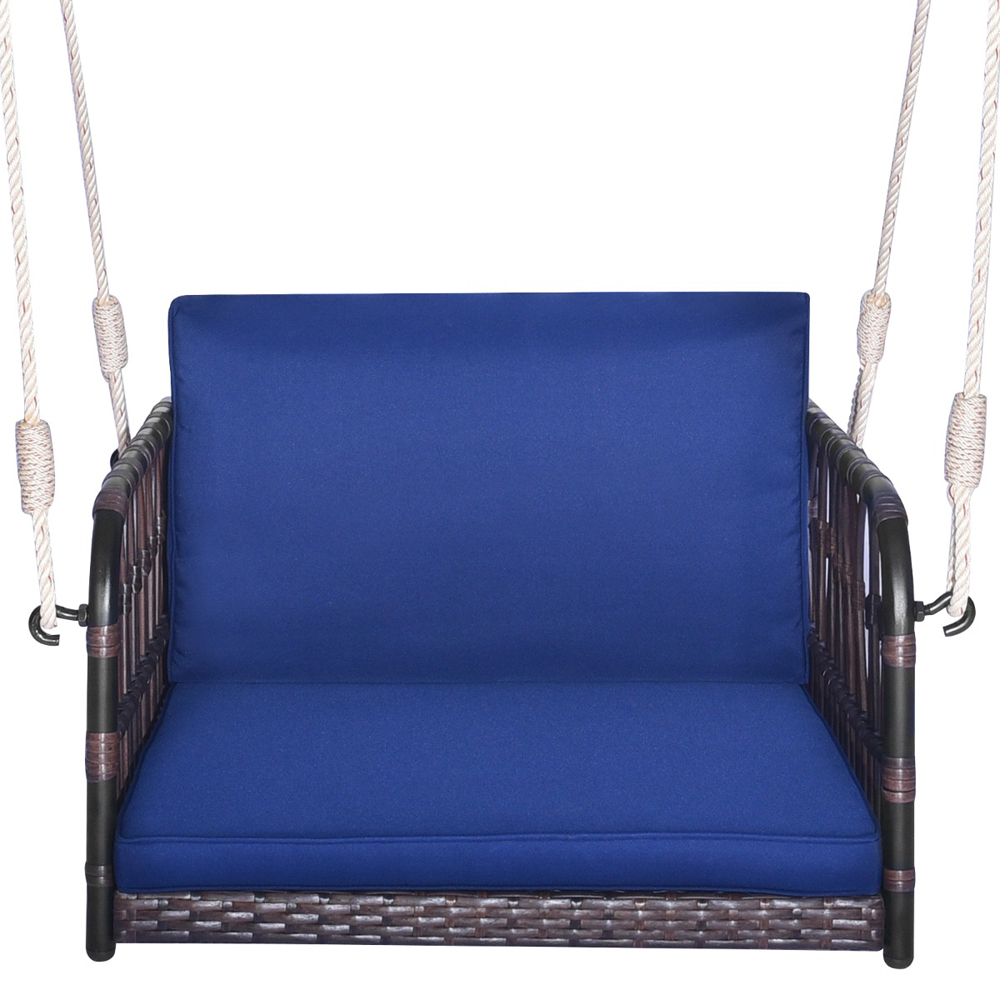 Costway Single Seater Navy Garden Swing Chair with Cushion Image 3