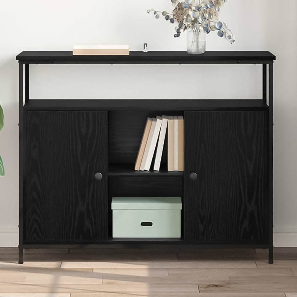 vidaXL 2 Door 3 Shelf Black Oak Sideboard Image 1