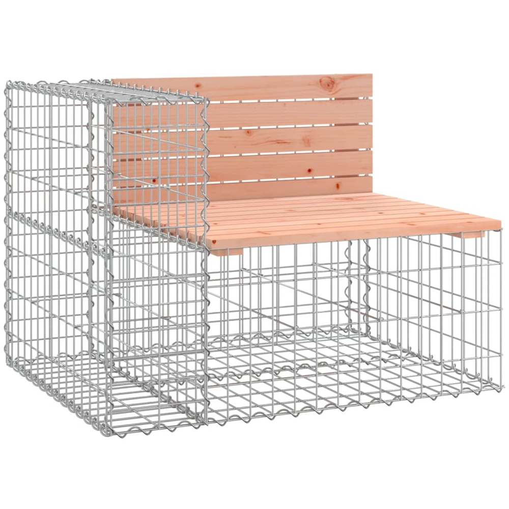vidaXL Natural Solid Douglas Wood Gabion Design Garden Bench 92 x 71 x 65.5cm Image 1