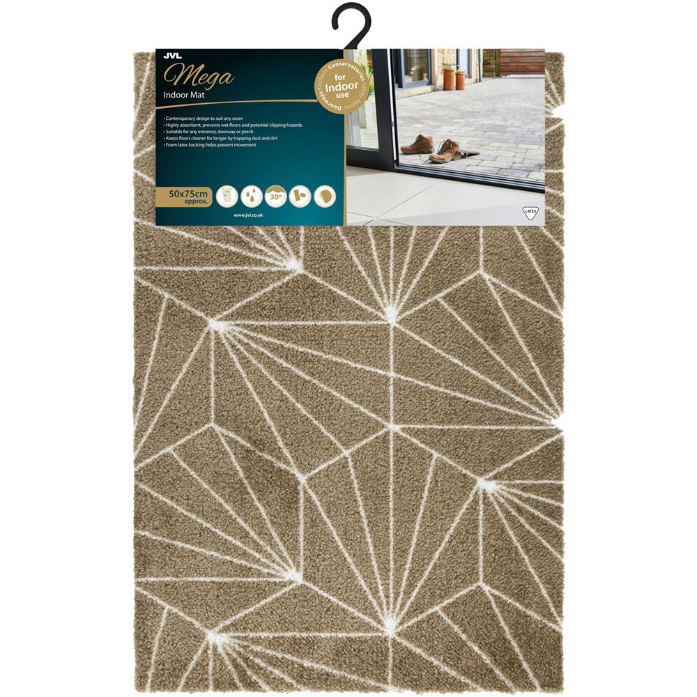 JVL Mega Brown Geo Latex Backed Door Mat and Runner Set Image 2