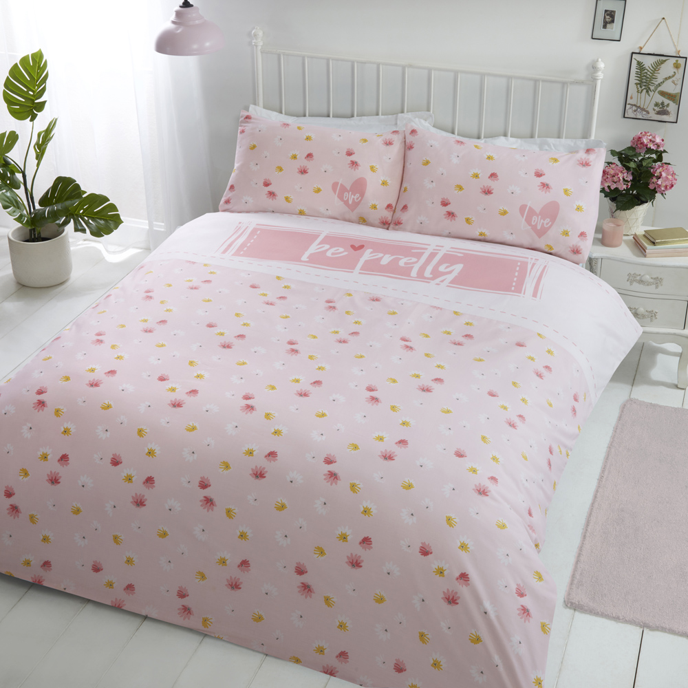 Rapport Home Double Pink Be Pretty Duvet Set Image 1