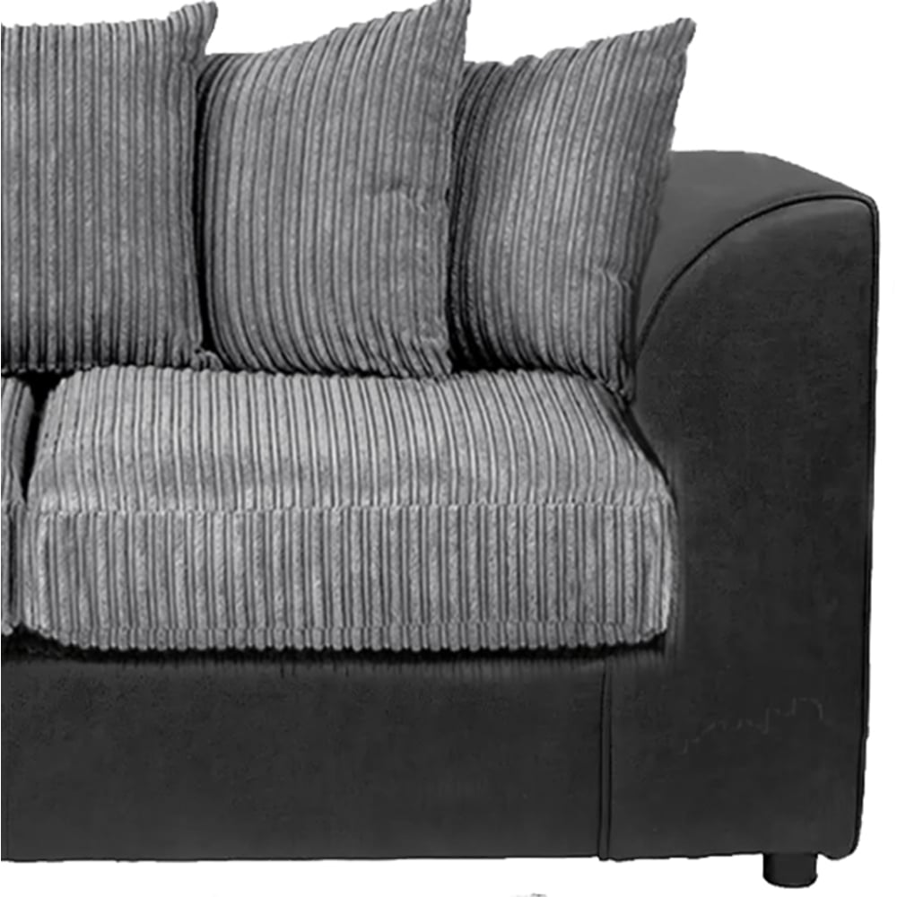 Luxor 2 Seater Black and Grey Jumbo Cord Scatter Back Sofa Image 4