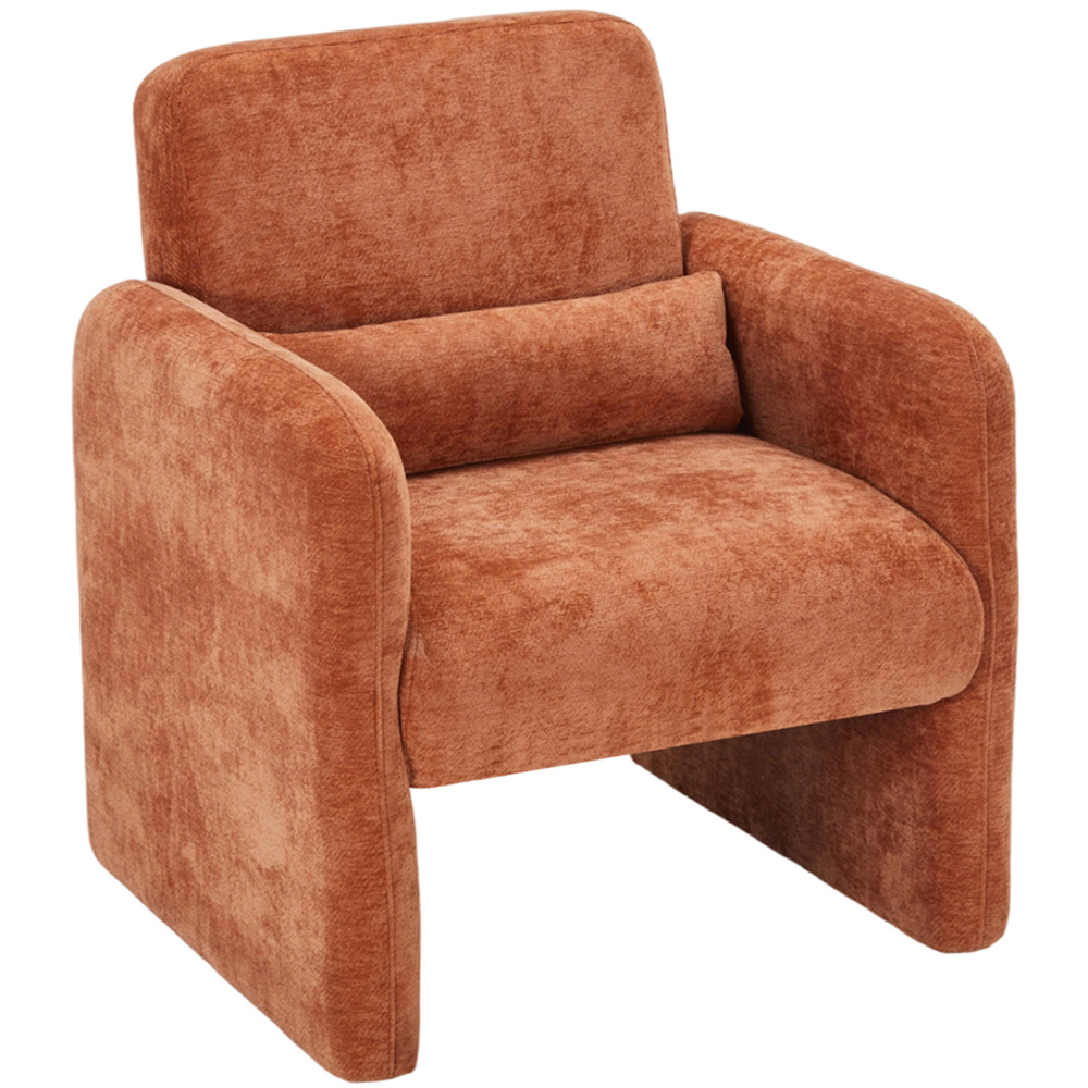 Living and Home Orange Chenille Upholstered Accent Chair with Lumbar Pillow Image 2