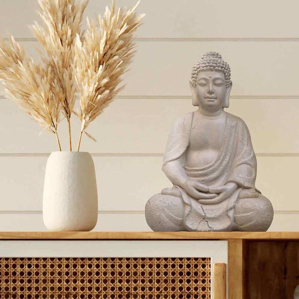 wilko Buddha Sitting in Mediation Brown Statue Image 4