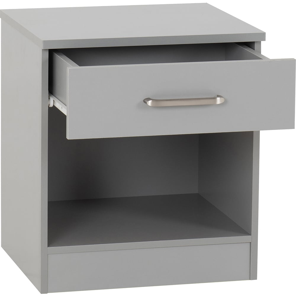 Seconique Dakota Single Drawer Light Grey Bedside Table Image 4