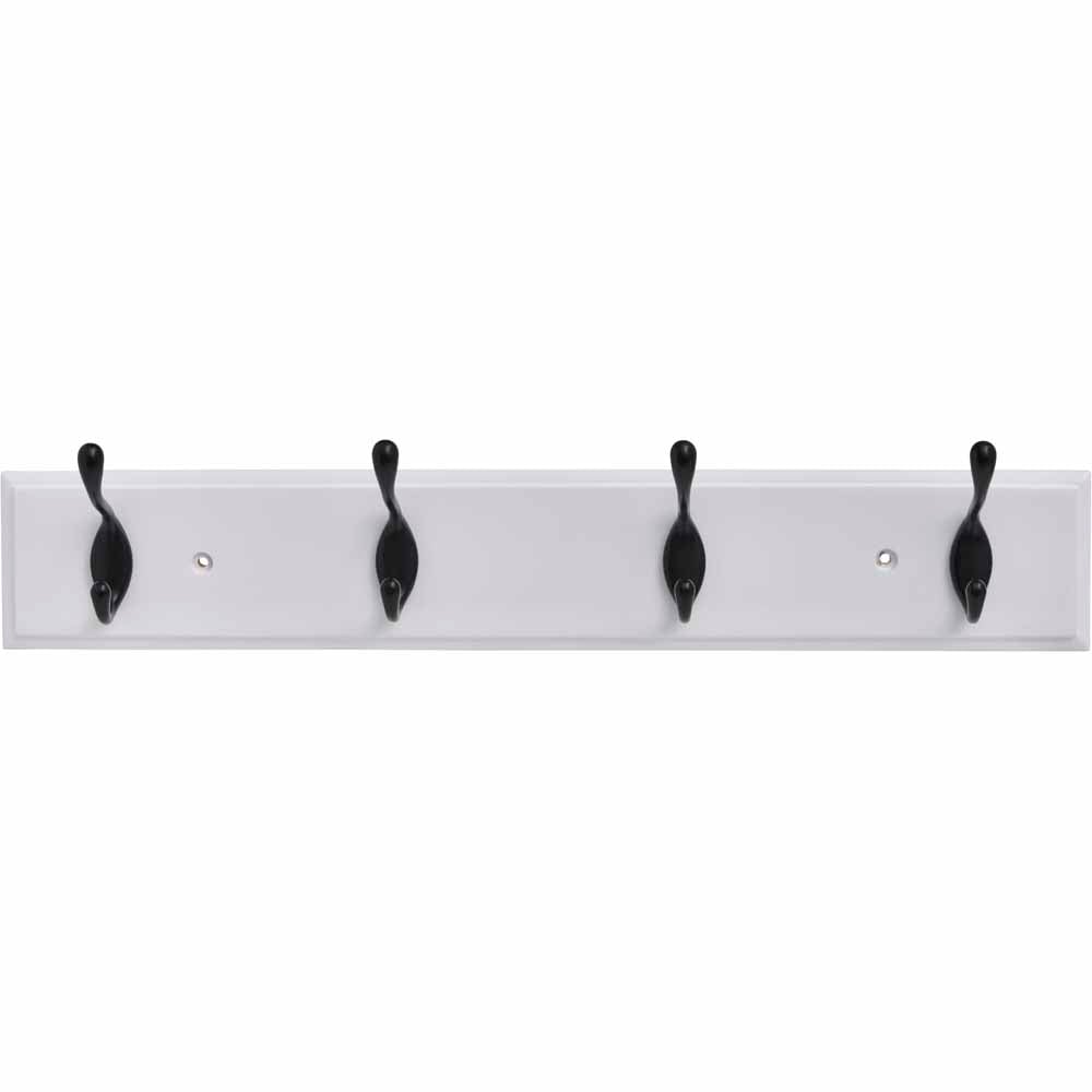 Wilko White and Black 4 Hook Coat Rail Image 1