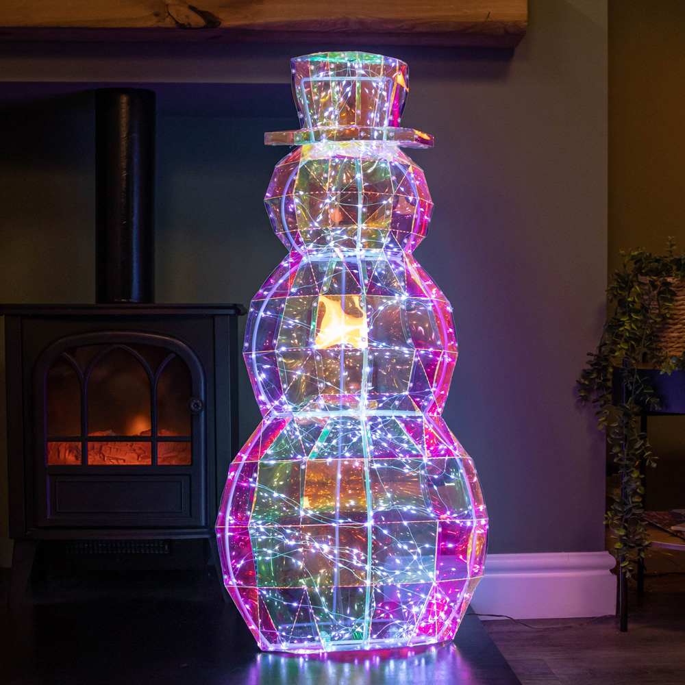 Samuel Alexander 400 White LED Iridescent Snowman Christmas Decoration 91cm Image 1