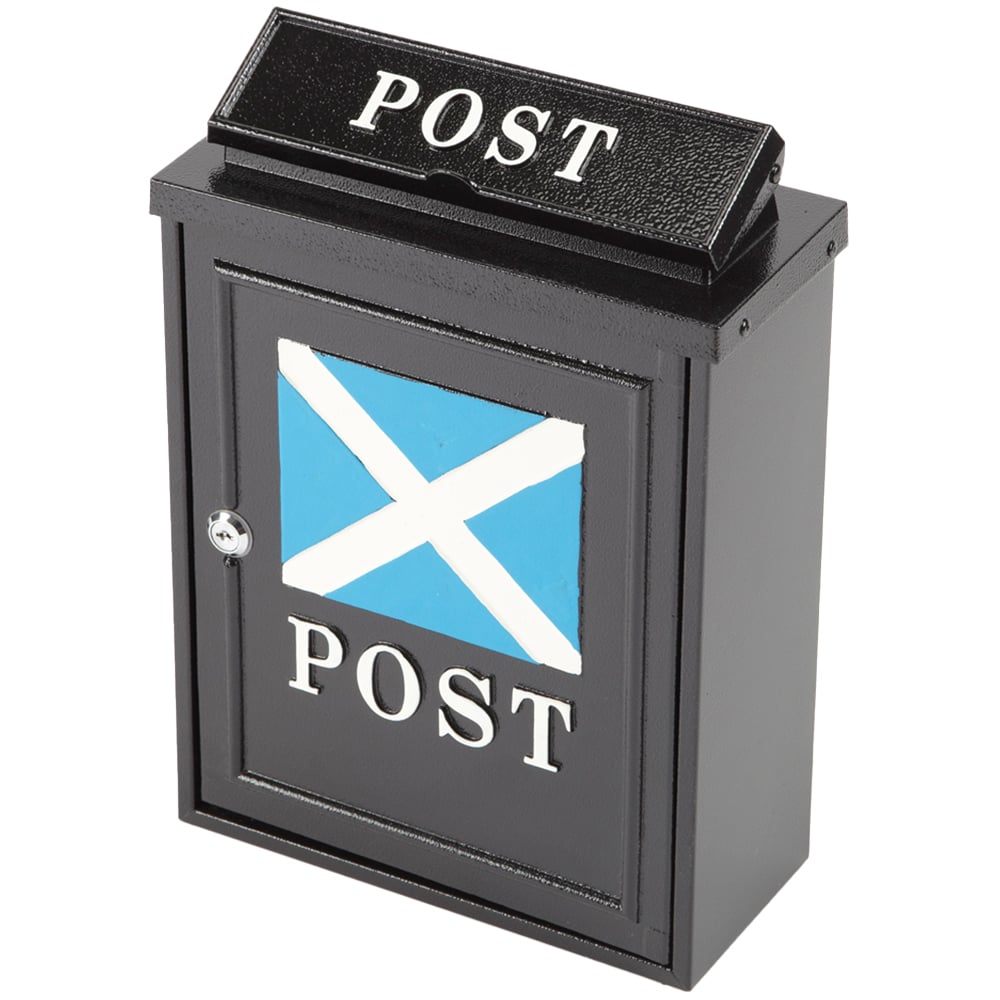 Arboria Garden Decor Black Scottish Flag Metal Post Box Image 1