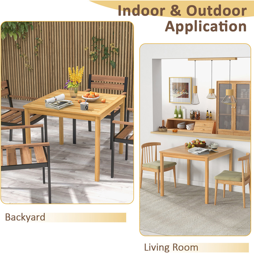 Costway 4 Seater Square Wooden Dining Table with Umbrella Hole Image 7