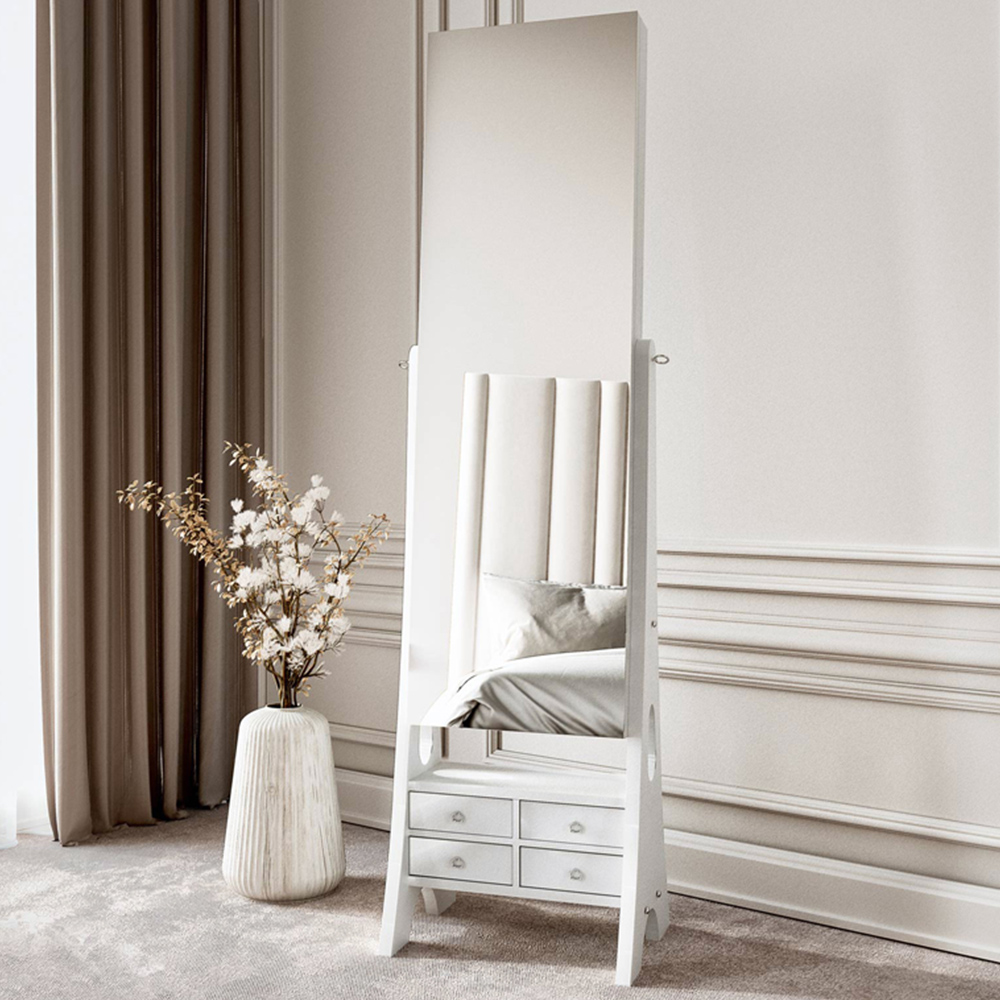 CARME Home Nikita 6 Drawer Single Shelf Full Length Jewellery Mirror Cabinet Image 2