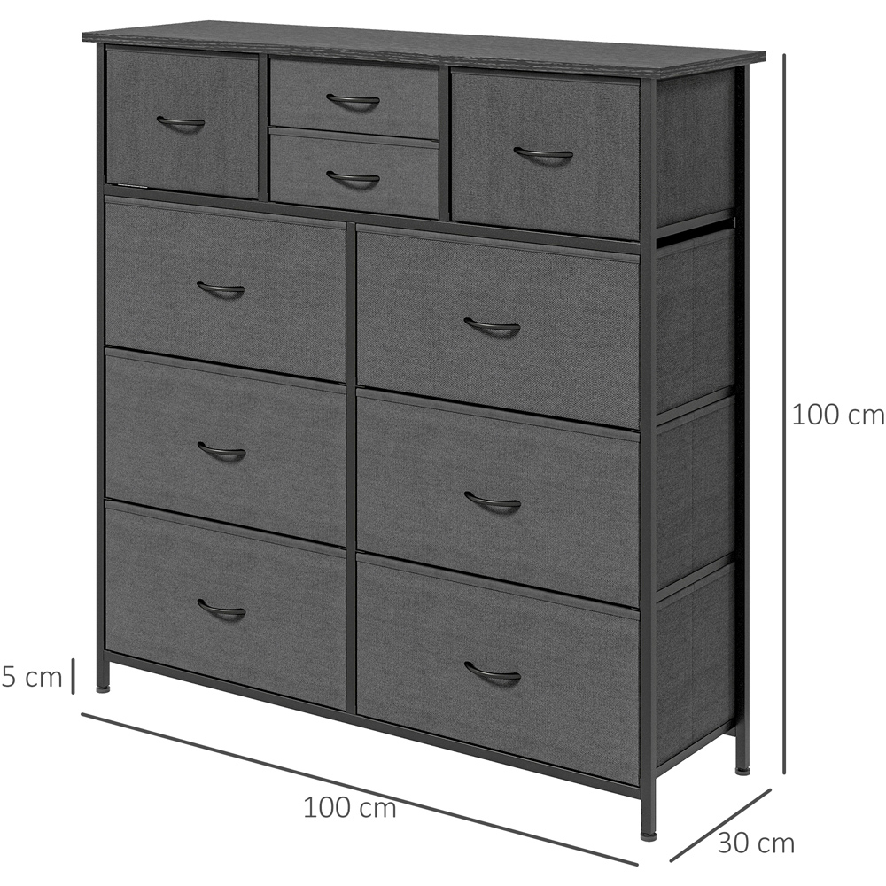 Portland 10 Drawer Black Chest of Drawers Image 8