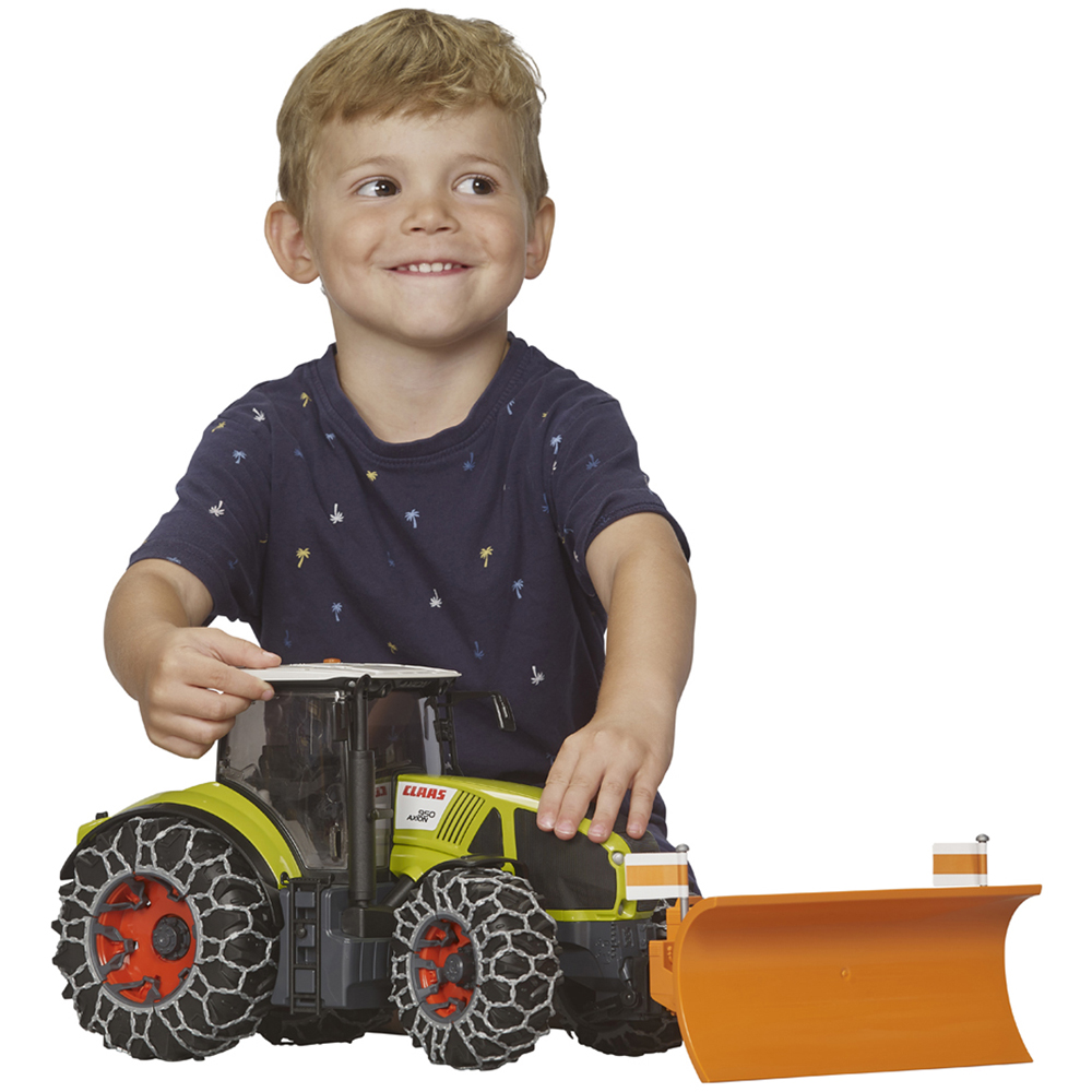 Bruder Kids Claas Axion 950 with Snow Chains and Plow Blade Playset Model Image 9
