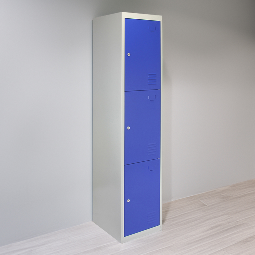MonsterShop 3 Door Blue Metal Storage Locker Image 1
