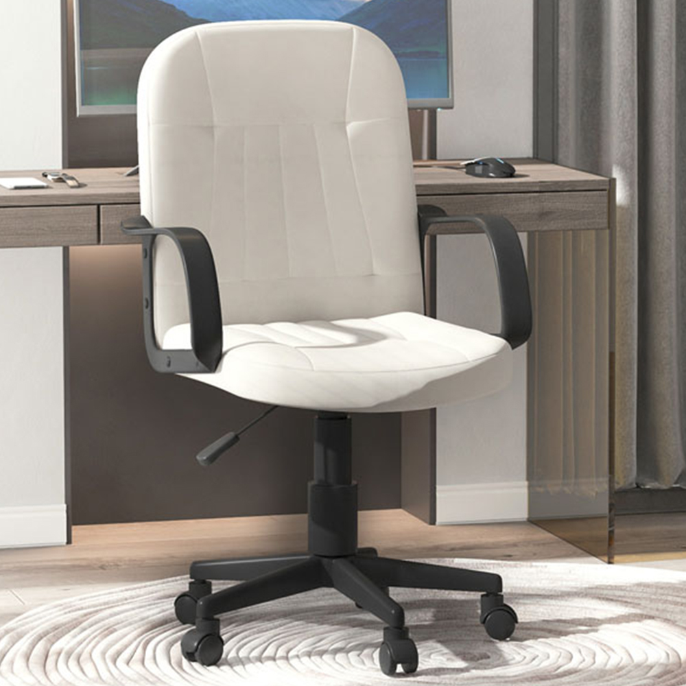 Portland Cream PU Leather Swivel Desk Office Chair Image 1