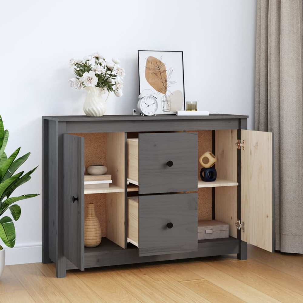 vidaXL 2 Door 2 Drawer Grey Wooden Sideboard Image 8