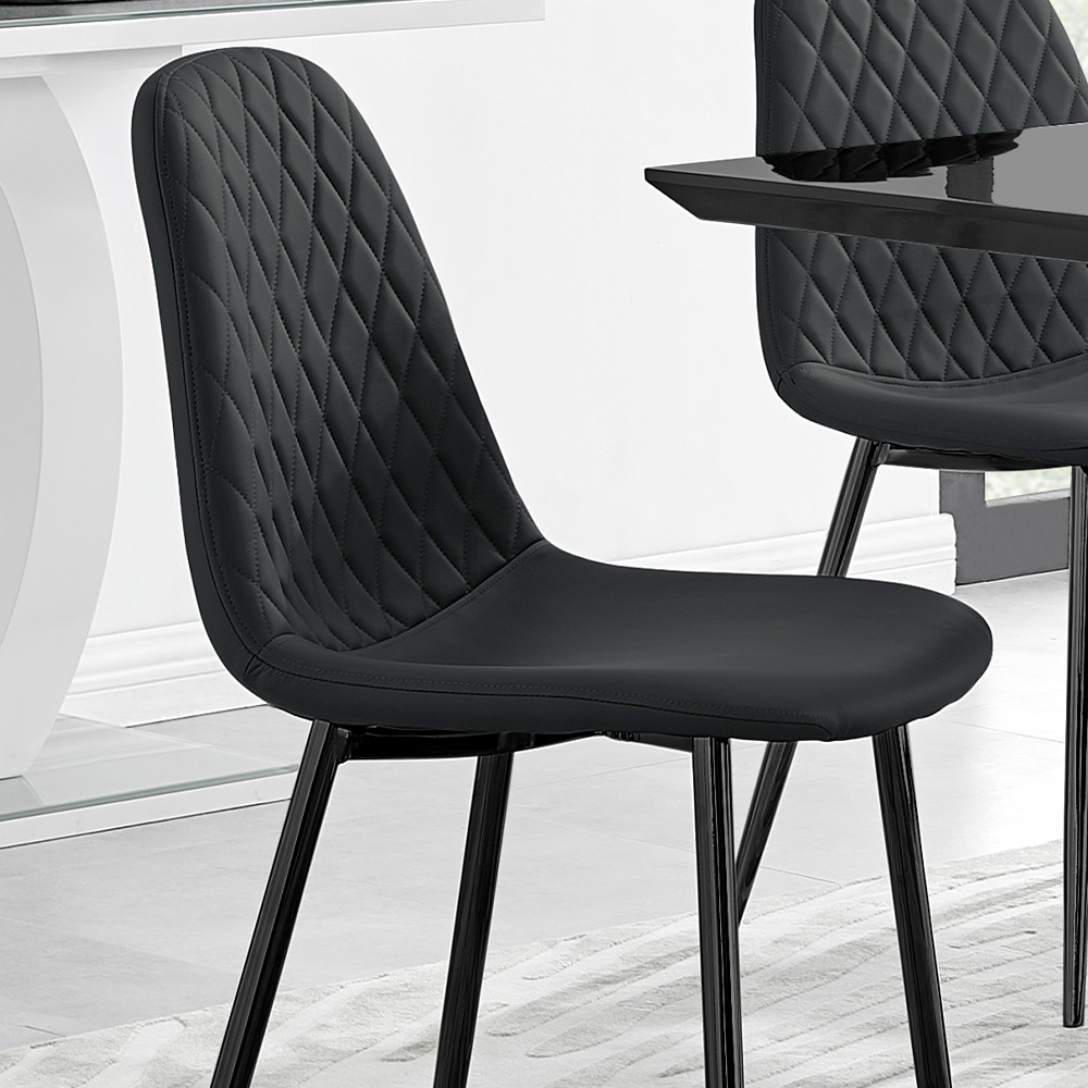 Furniturebox Molini Solara 6 Seater Dining Set Black Gloss Image 7