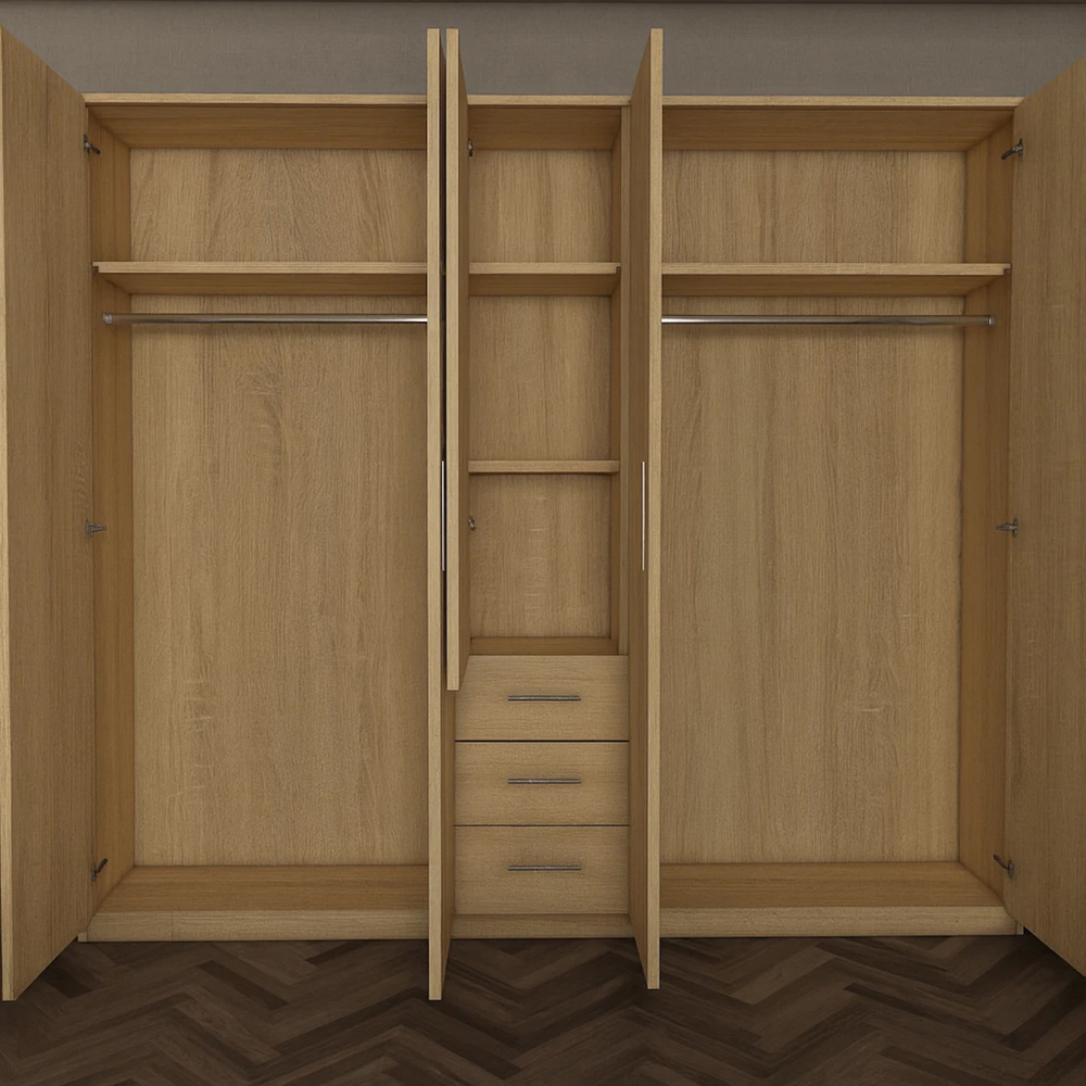 TJ'S Venice 5 Door 3 Drawer Oak Wardrobe Image 3