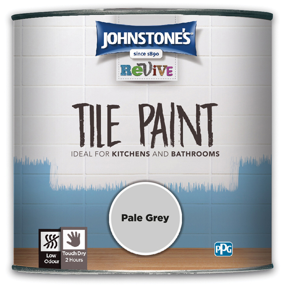Johnstone's Revive Pale Grey Gloss Tile Paint 750ml Image 2