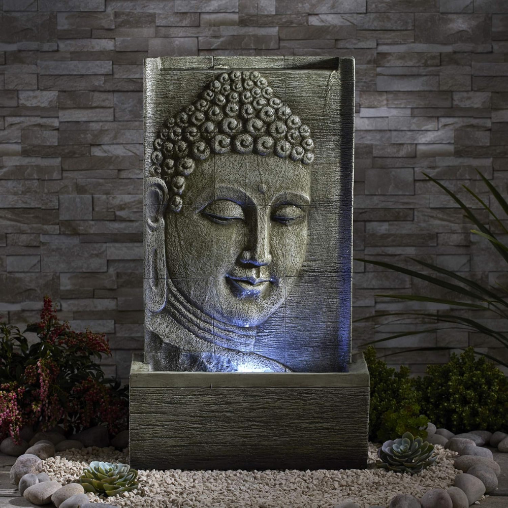 Serenity Buddha Wall Mains Powered LED Water Feature Image 2