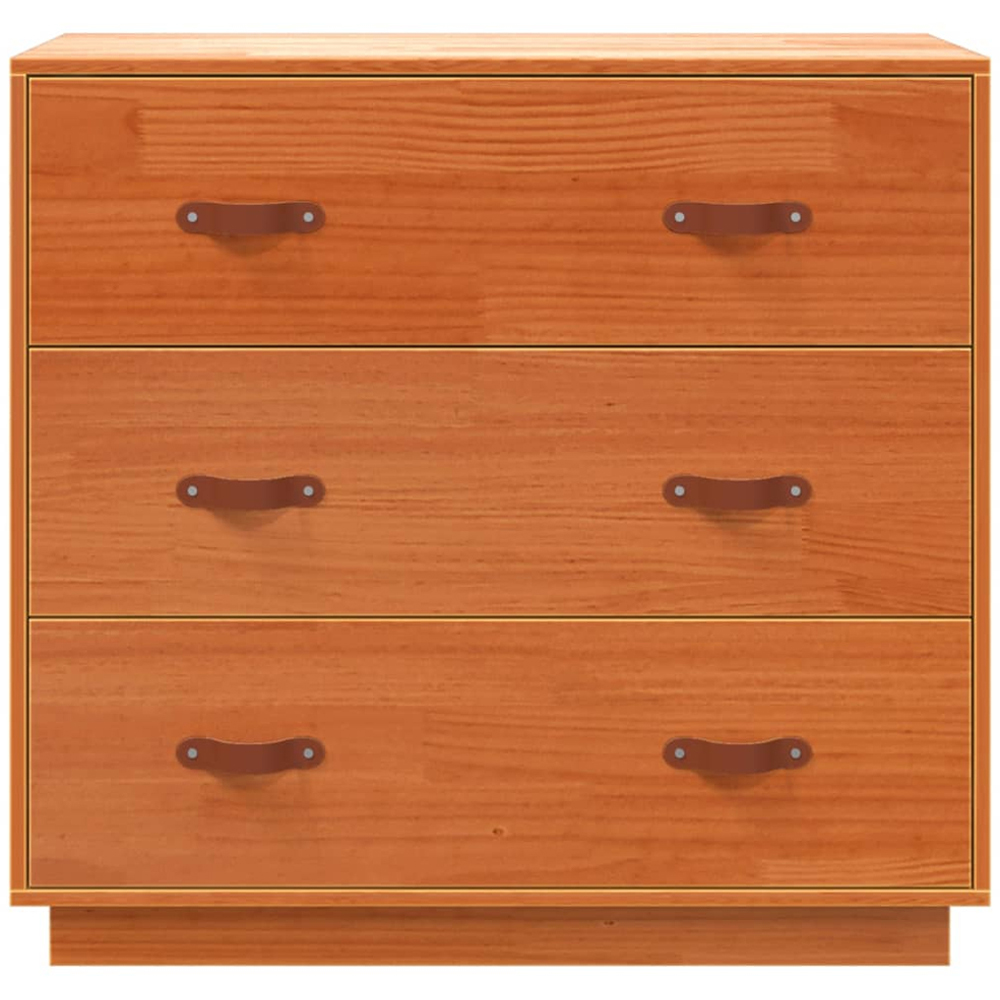 vidaXL 3 Drawer Wax Brown Solid Pine Wood Sideboard Image 7