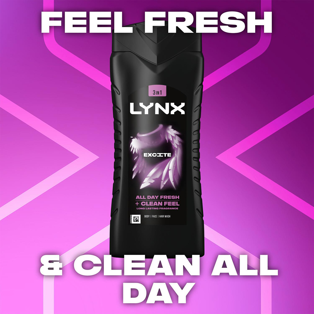 Lynx Excite Coconut and Black Pepper 12H Refreshing Fragrance Shower Gel 500ml 30 Pack Image 2