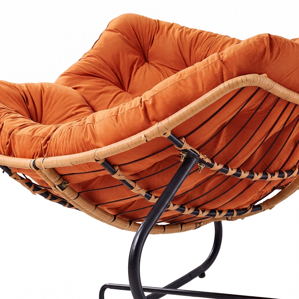 Living and Home Orange Cushion PE Rattan Rocking Chair Image 4