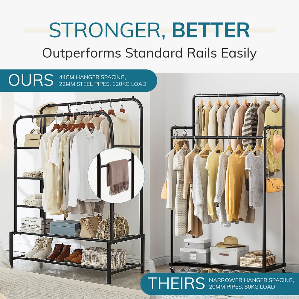 House of Home 5 Shelf Heavy Duty Double Clothes Rail Image 6