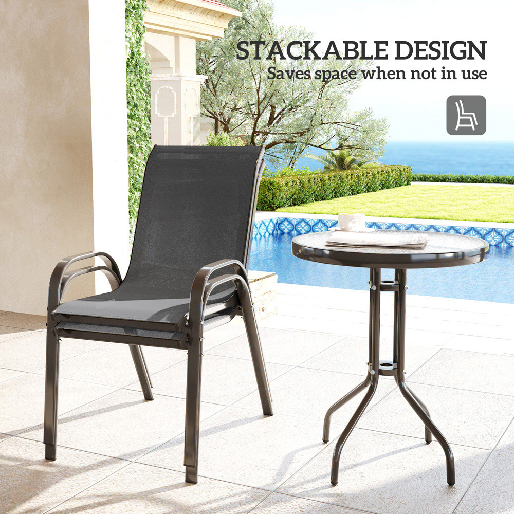 Outsunny 2 Seater Small Garden Bistro Set Dark Grey Image 5