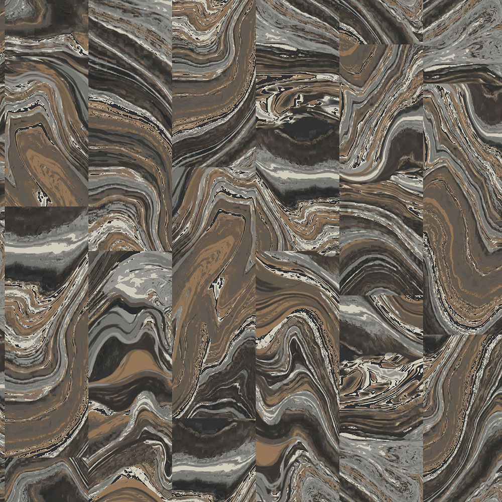 Galerie Organic Textured Agate Marble Tile Black Gold Wallpaper Image 1