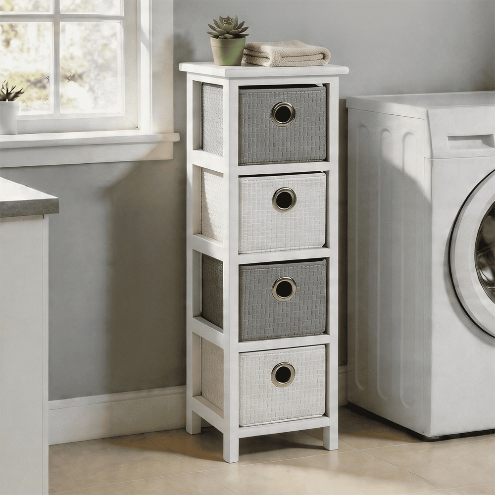 Home Source Sandringham 4 Drawer White and Grey Storage Cabinet Image 6