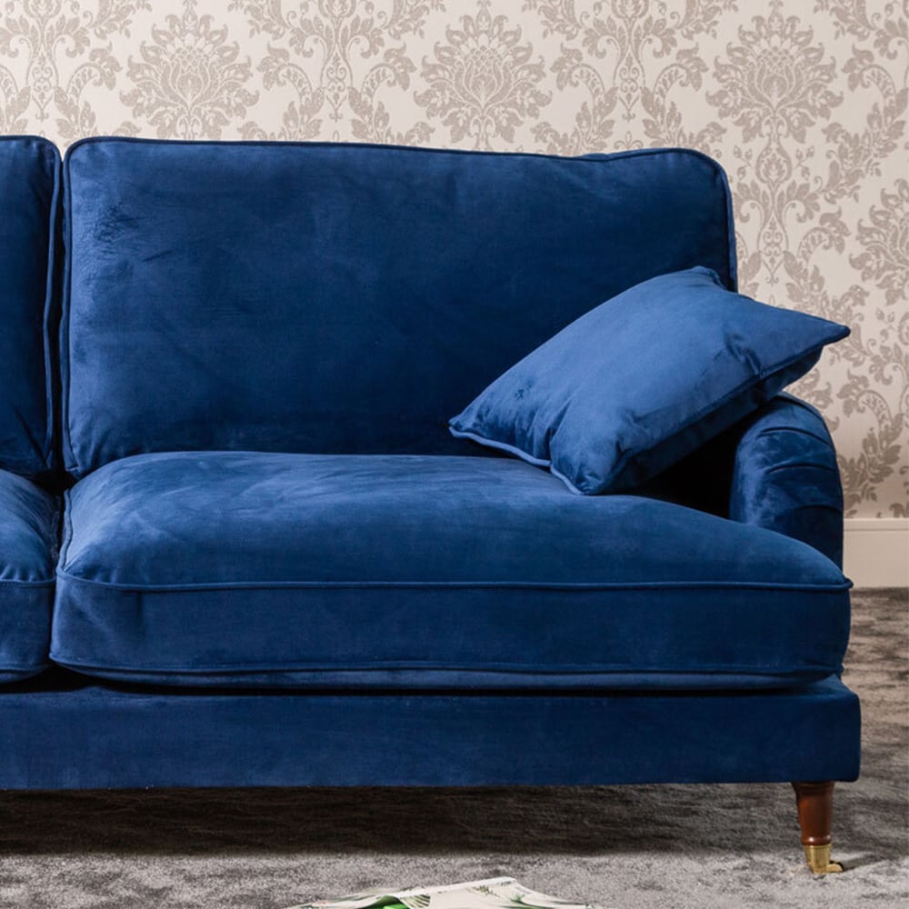 Mackenzie 4 Seater Blue Plush Velvet Sofa Image 2