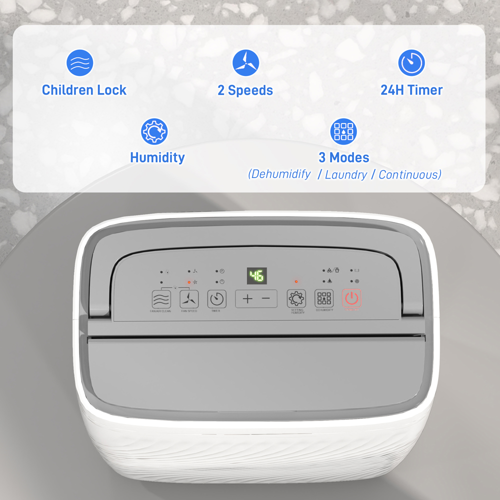 HOMCOM Dehumidifier with Filter and Timer 16L Image 7