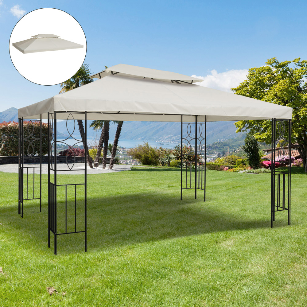 Outsunny 3 x 4m 2 Roof Cream Gazebo Canopy Replacement Image 1