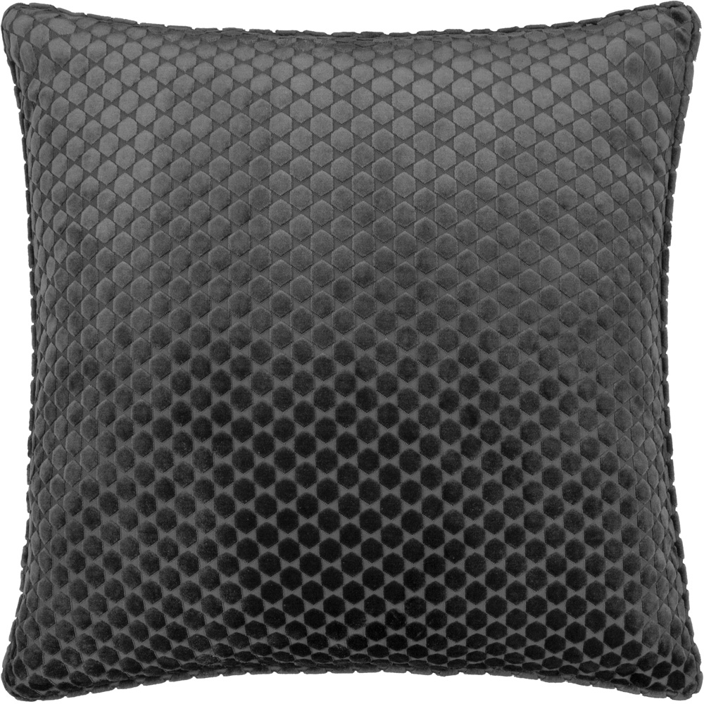 Paoletti Neptune Charcoal Velvet Cushion 50 x 50cm Image 1