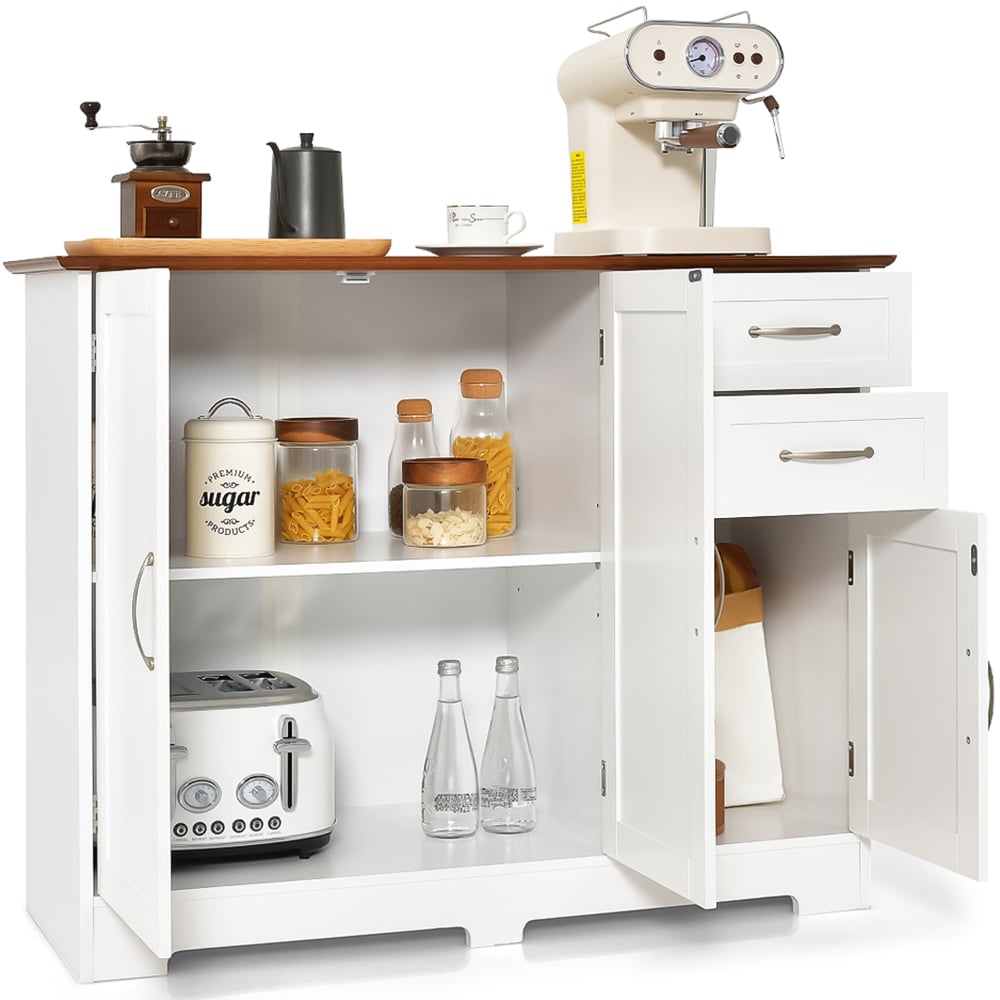 Costway 3 Door 2 Drawer White Storage Cabinet Image 5