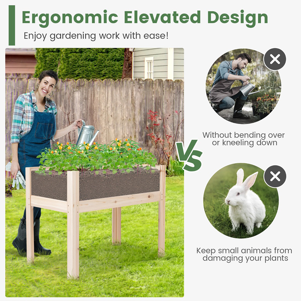 Costway Natural Wooden Raised Garden Bed Image 7