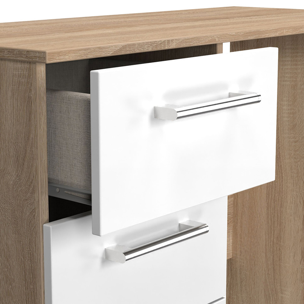 Crowndale Devon 3 Drawer White Matt and Bardolino Oak Vanity Table Ready Assembled Image 6