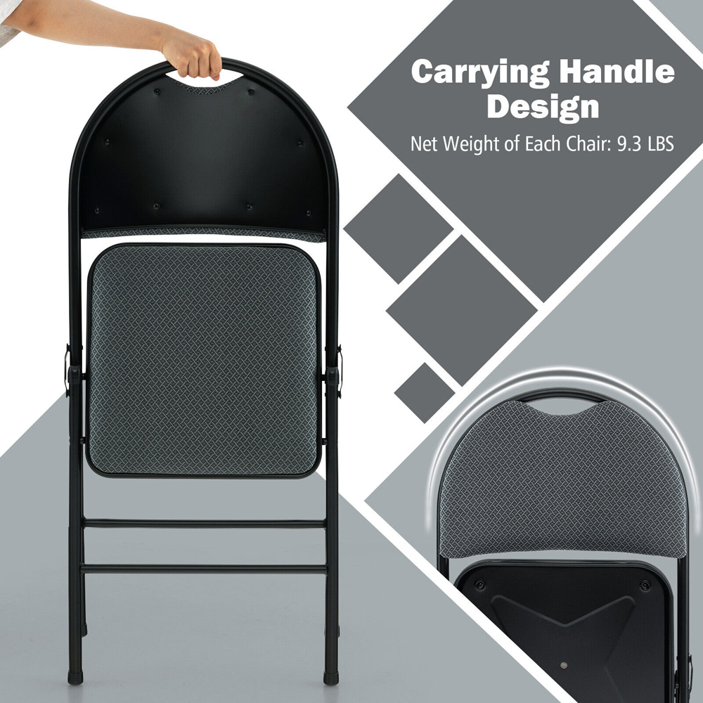 Costway Set of 4 Grey Folding Fabric Dining Chair Image 8