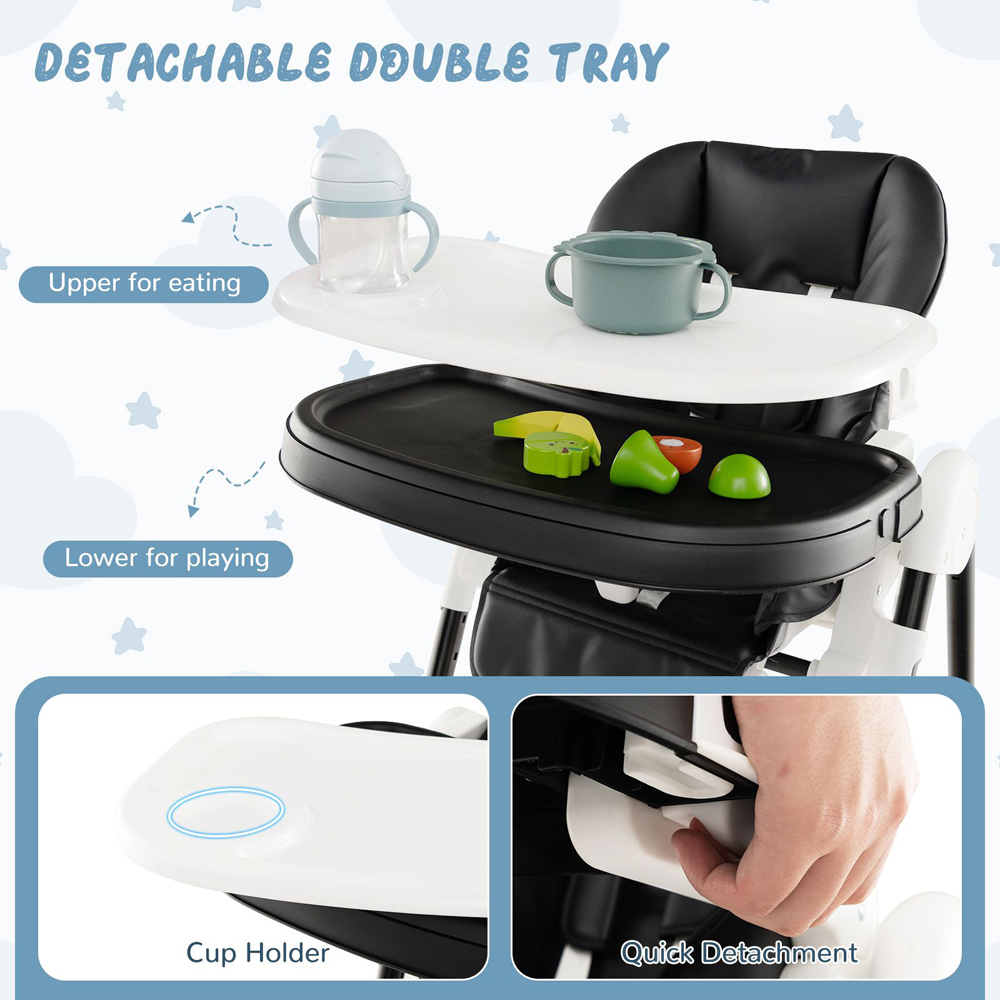 Costway Black Baby Highchair with Cushion Image 4