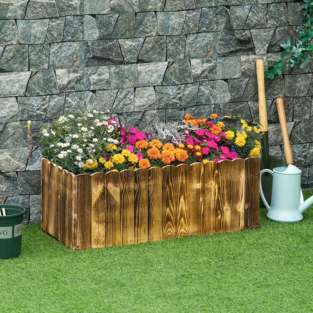 Outsunny Wooden Rectangle Raised Bed Planter Image 2