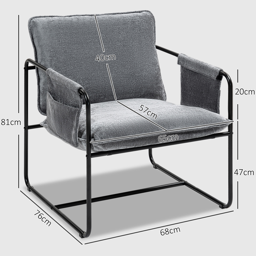 Portland Grey Upholstered Reading Chair with Side Pockets Image 9