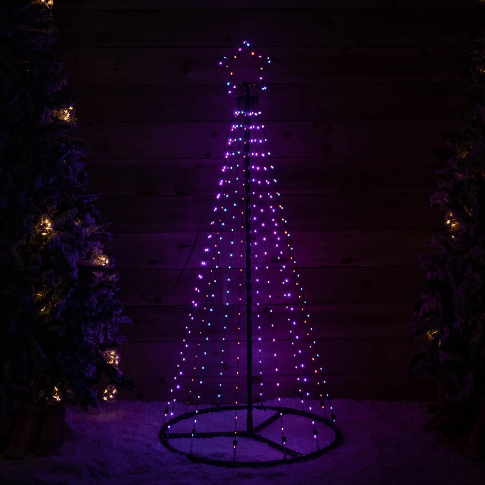 Samuel Alexander Pre-Lit Multi-Function Rainbow LED Pyramid Christmas Cone Tree 140cm Image 2