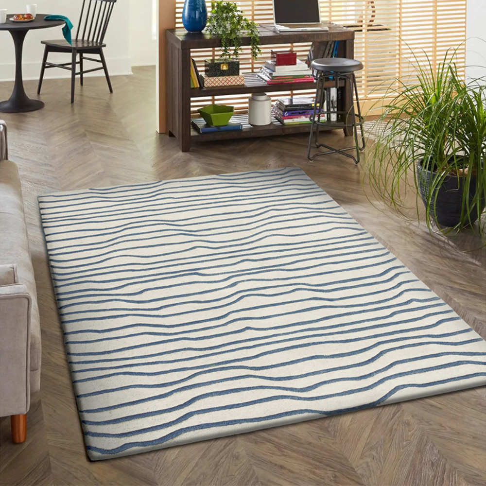 Esselle Home Aura Dune Natural and Blue Rug 120 x 170cm Image 2