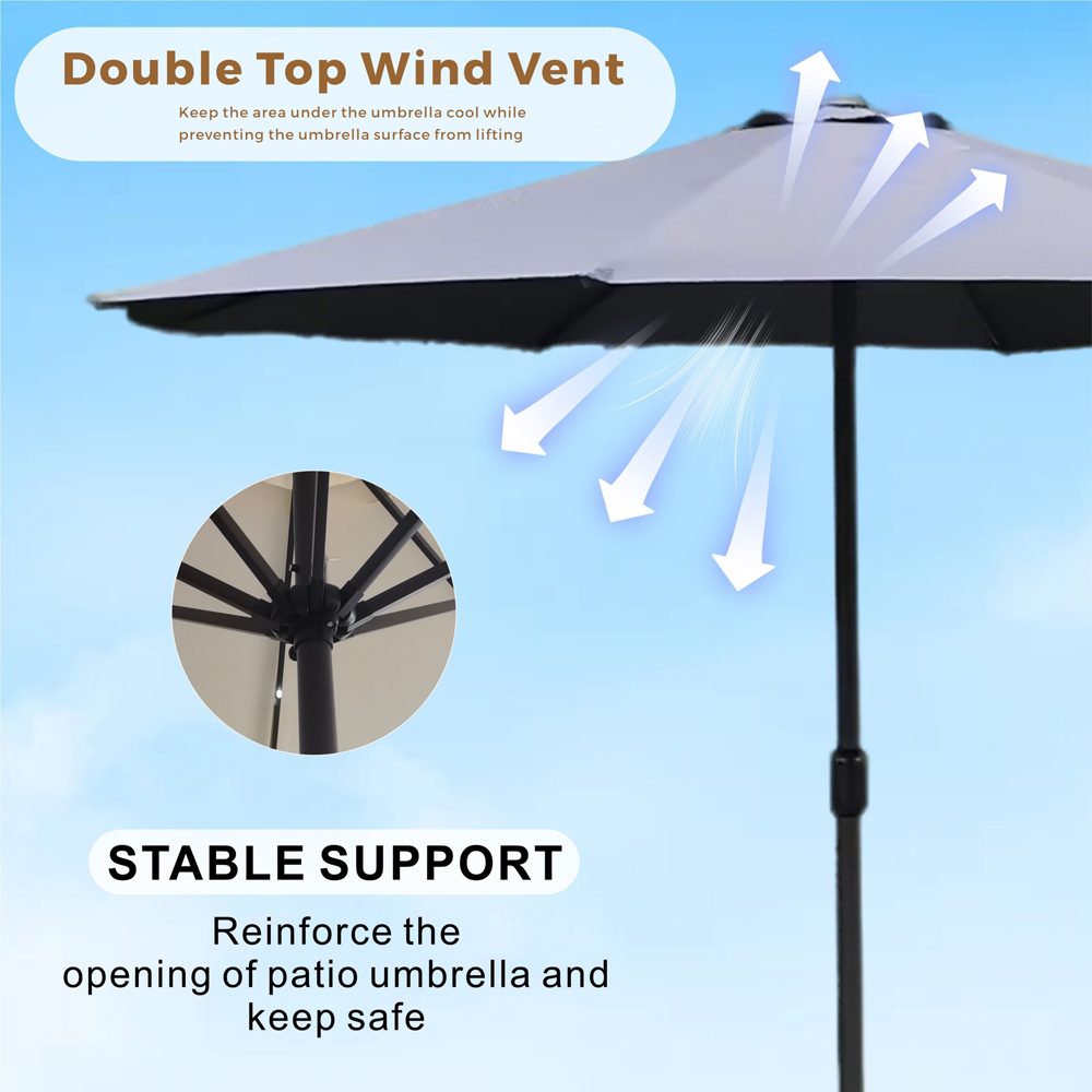 Direct Wicker Grey Classic Crank Straight Parasol 2.94m Image 5