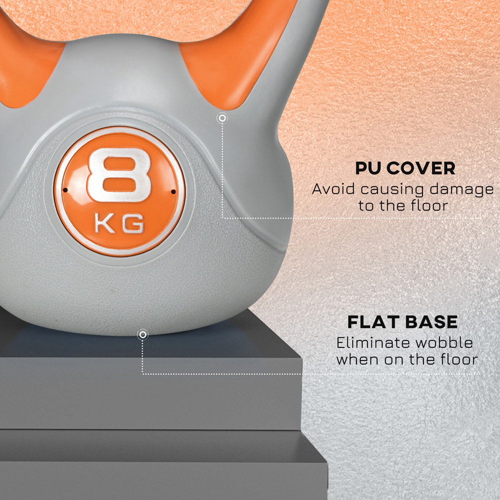 SPORTNOW Orange and Grey Kettle Bell with Handle 8kg Image 6