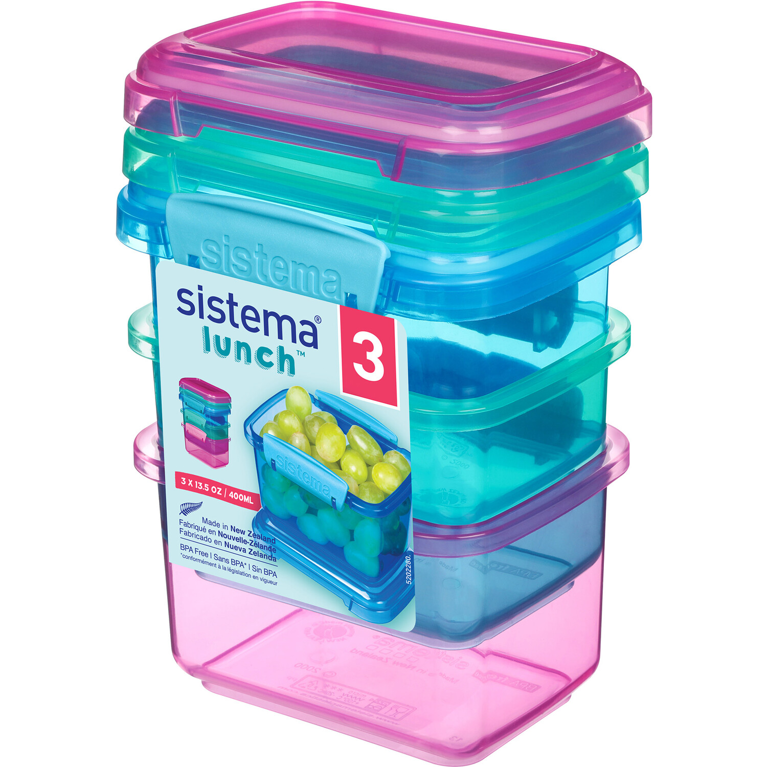 Pack of 3 Sistema Snack Box 400ml Image 1